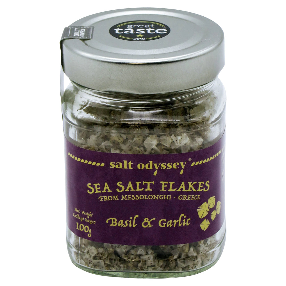 Salt Odyssey Sea Salt Flakes Basil & Garlic 100g