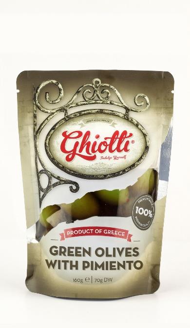 OLIVES - Ghiotti Green Olives with Pimiento 70g