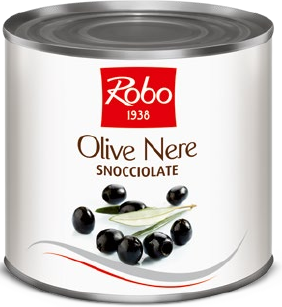 Pitted Black Olives in Brine (Cal. 34/36) – 2.6kg Tin